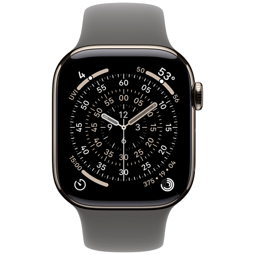 Apple Watch Series 11 42mm 5G Naturel Titanium (Grijze Rubberen Band S/M)