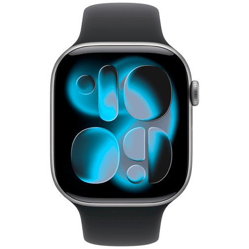 Apple Watch Series 11 46mm Grijs (Zwarte Rubberen Band S/M)