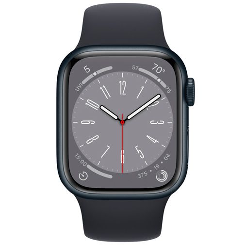 Apple Watch Series 8 41mm Zwart (Zwarte Siliconenband)